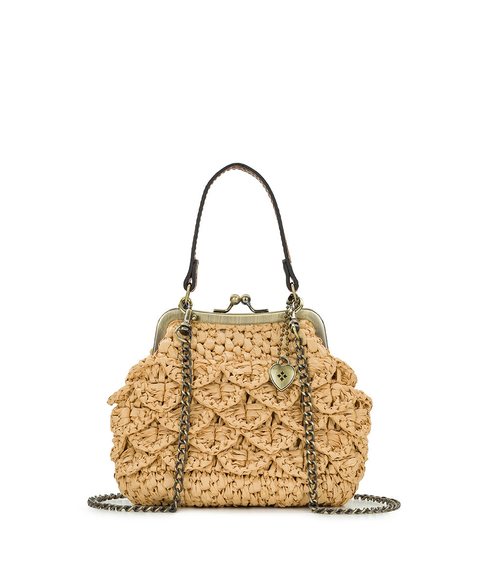 Mini Laureana Chain Crossbody – Scalloped Raffia