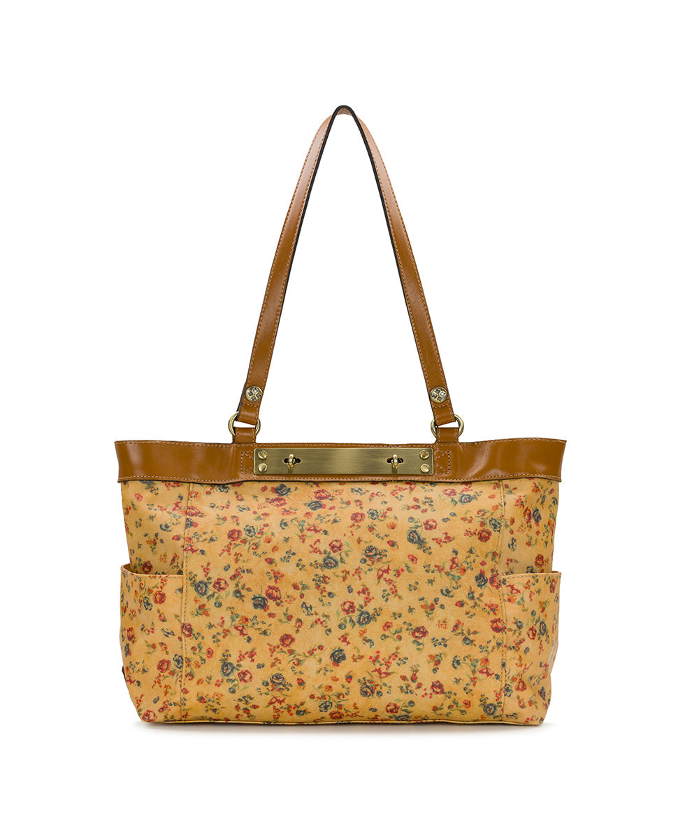 Ria Tote – Patina Coated Linen Canvas – Fleur de Jardin