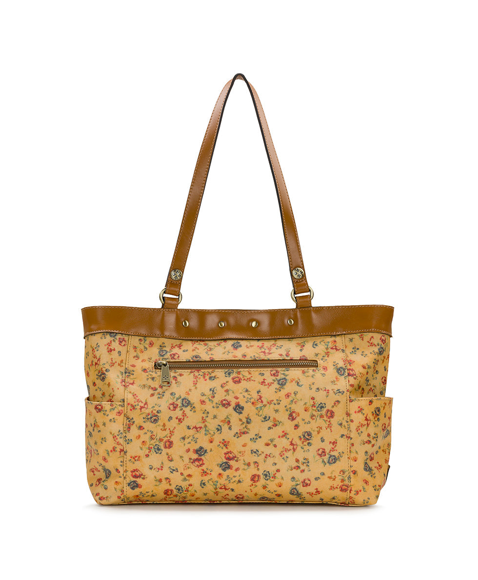 Ria Tote – Patina Coated Linen Canvas – Fleur de Jardin