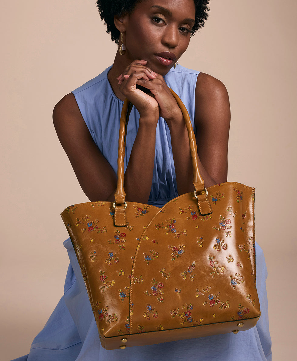 Marion Tote – Fleur de Jardin Embossed