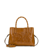 Genovese Satchel – Vintage Veg Tan Rose Tooled