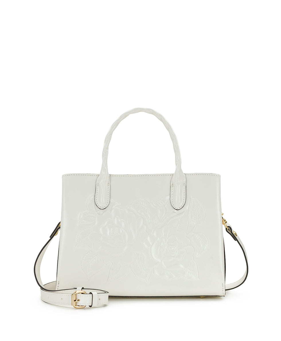 Genovese Satchel – Vintage Veg Tan Rose Tooled