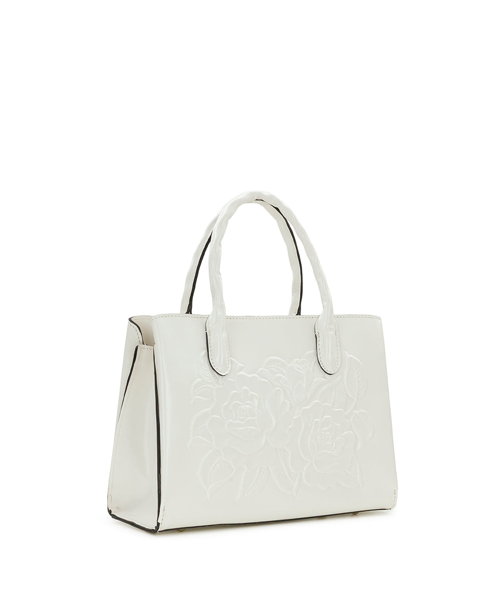 Genovese Satchel – Vintage Veg Tan Rose Tooled