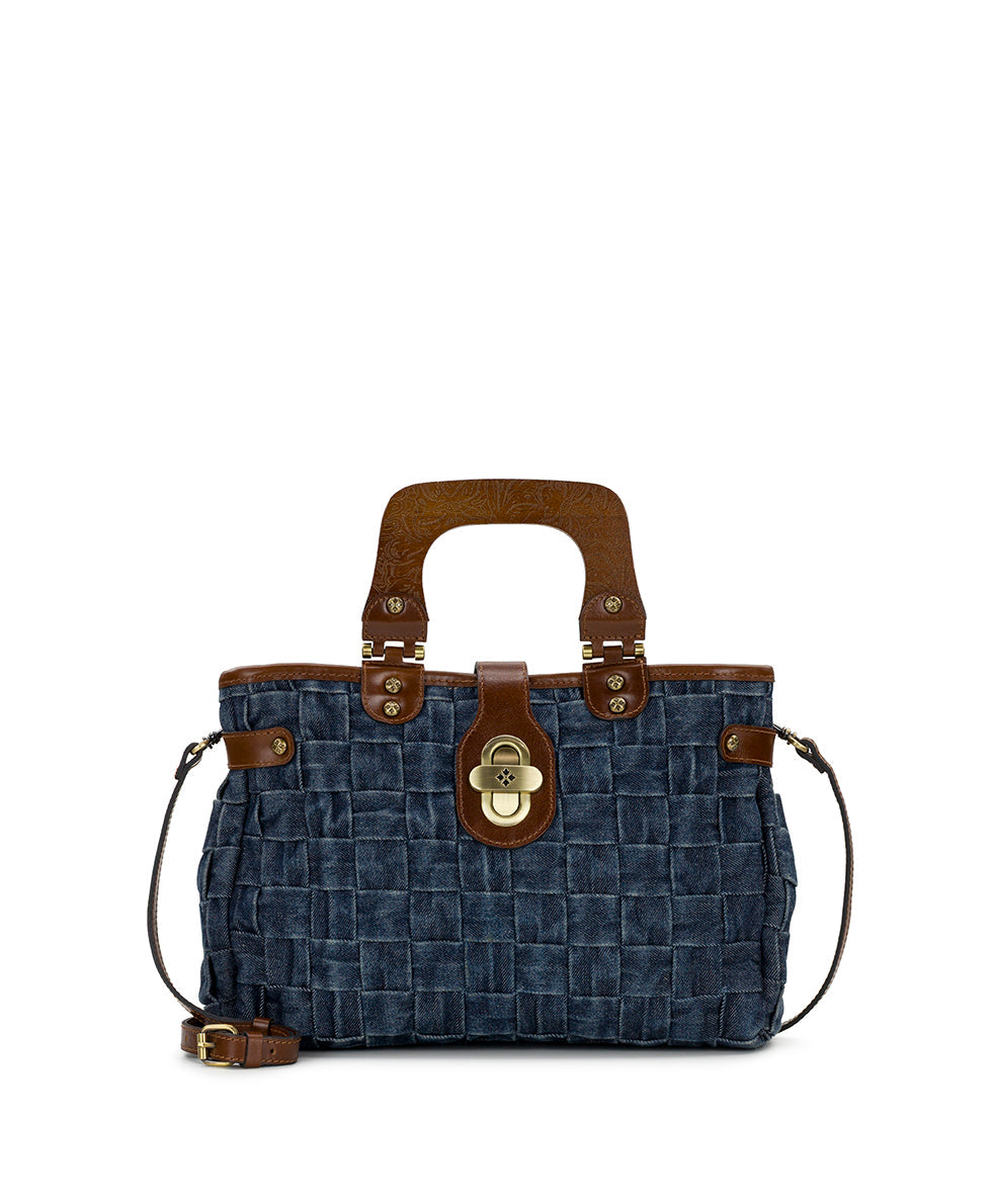 Sancia Satchel – Washed Woven Denim