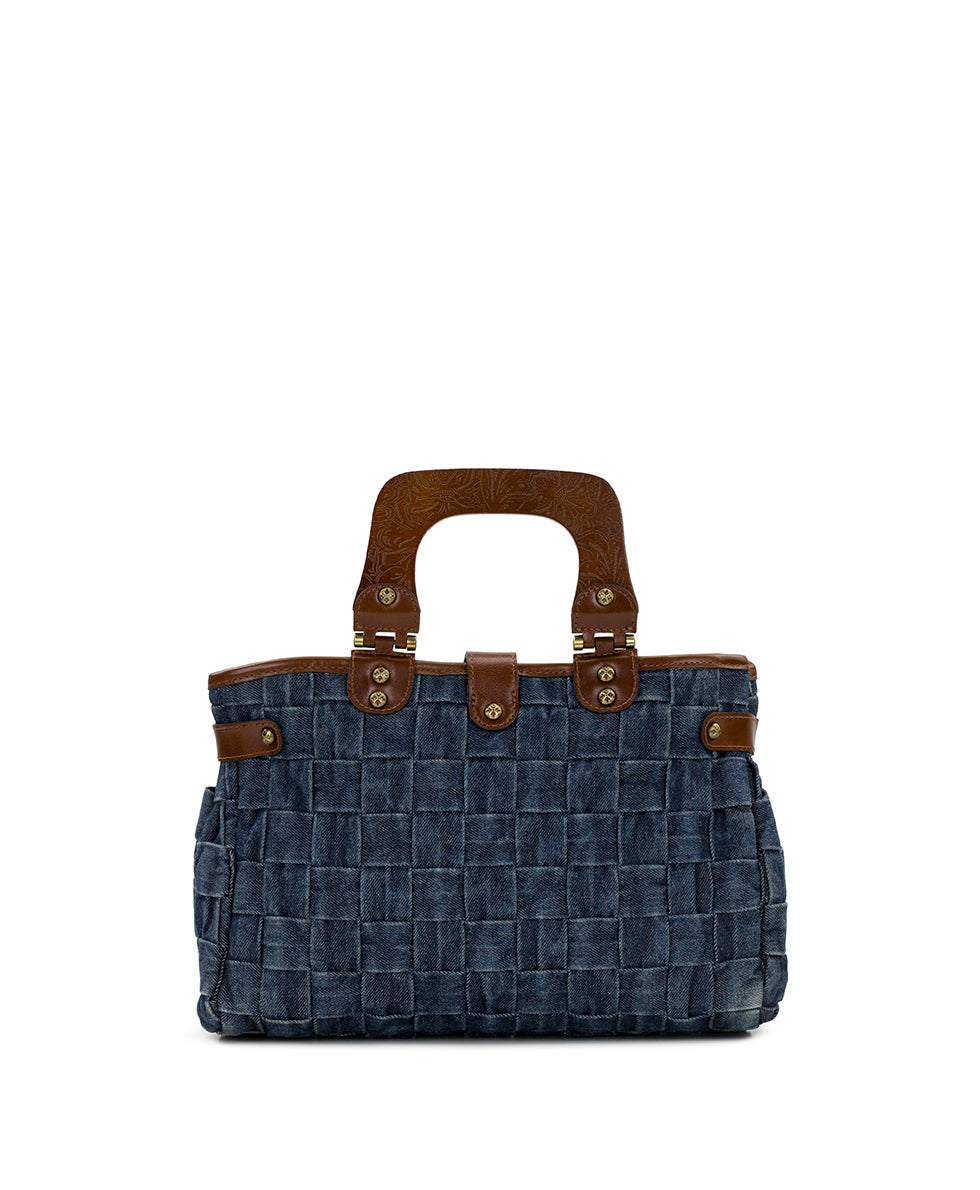 Sancia Satchel – Washed Woven Denim