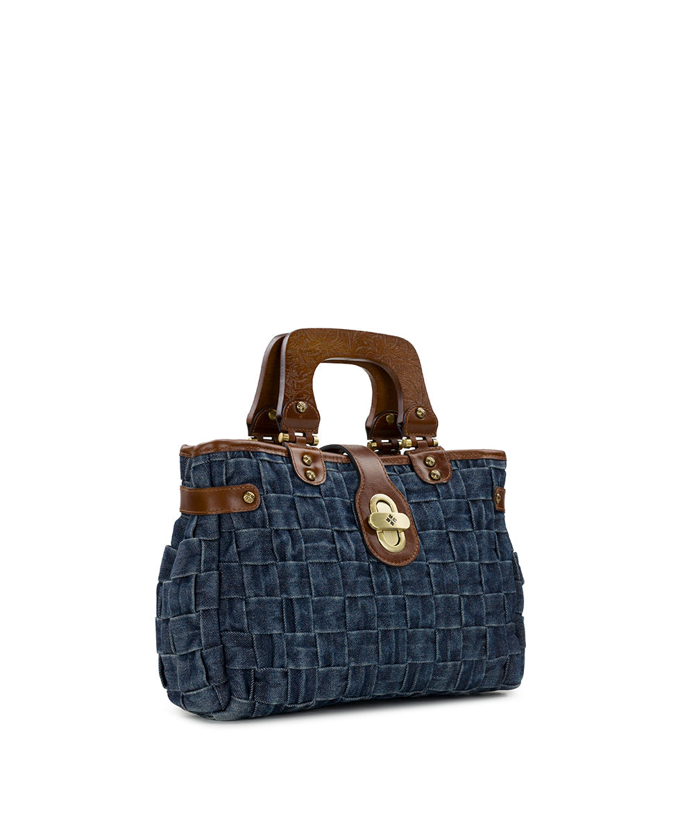 Sancia Satchel – Washed Woven Denim