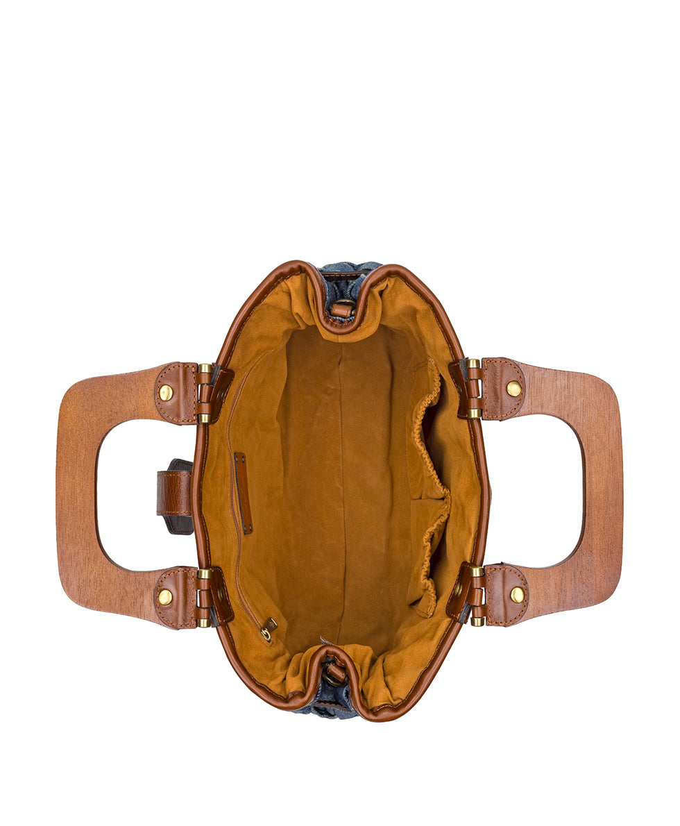 Sancia Satchel – Washed Woven Denim