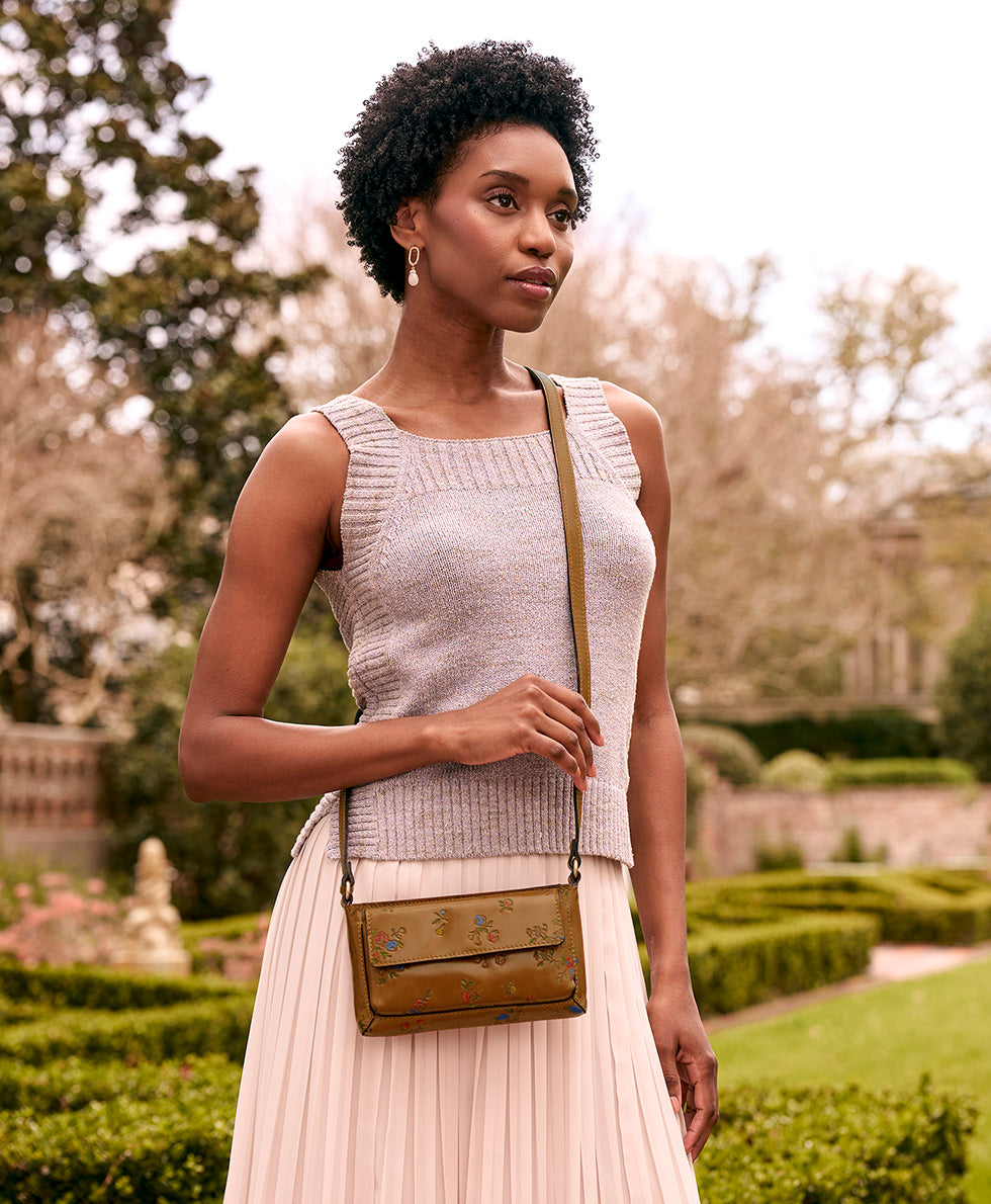 Dovera Crossbody – Fleur de Jardin Embossed