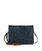 Yvette Clutch Crossbody – Washed Woven Denim