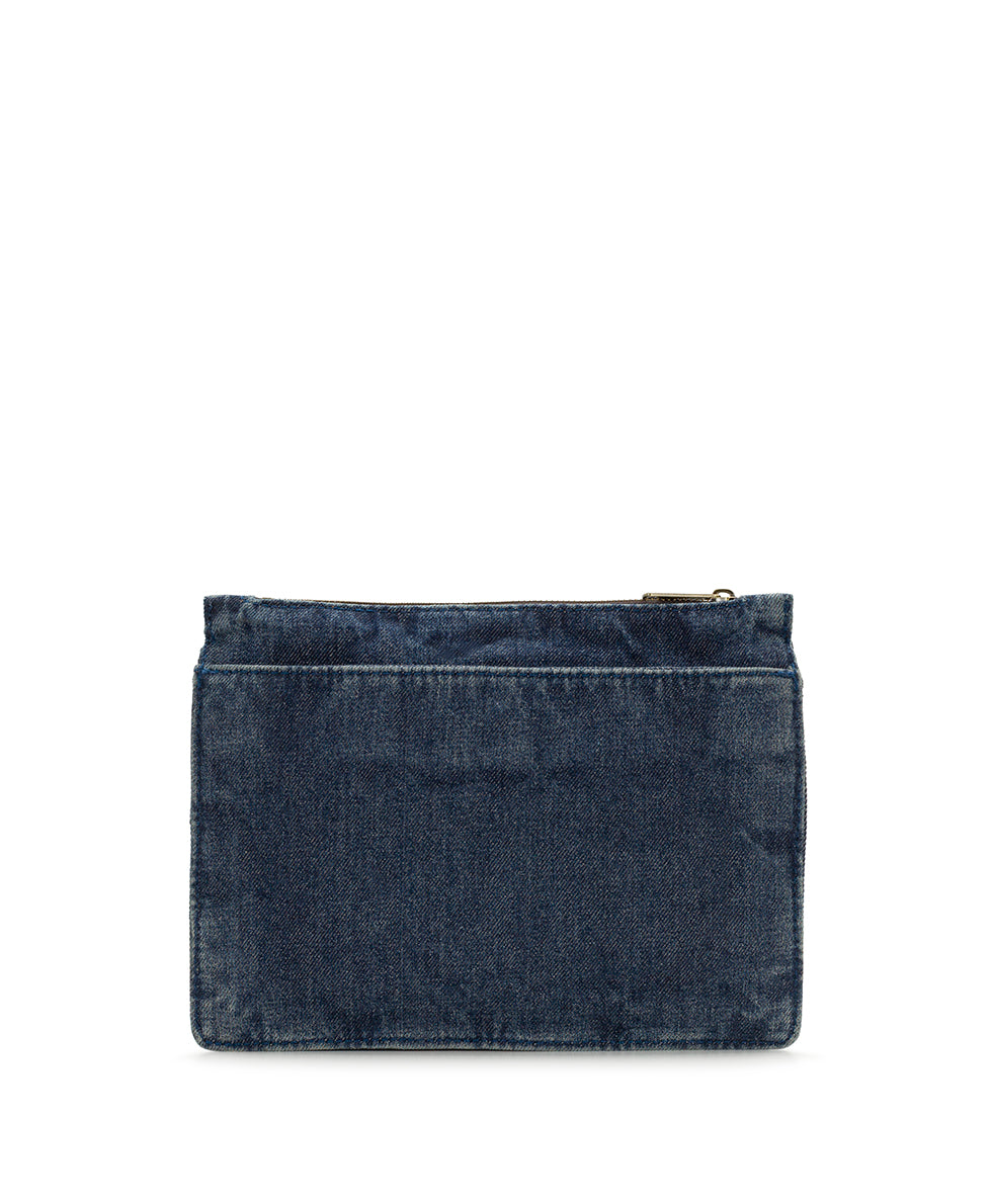 Yvette Clutch Crossbody – Washed Woven Denim