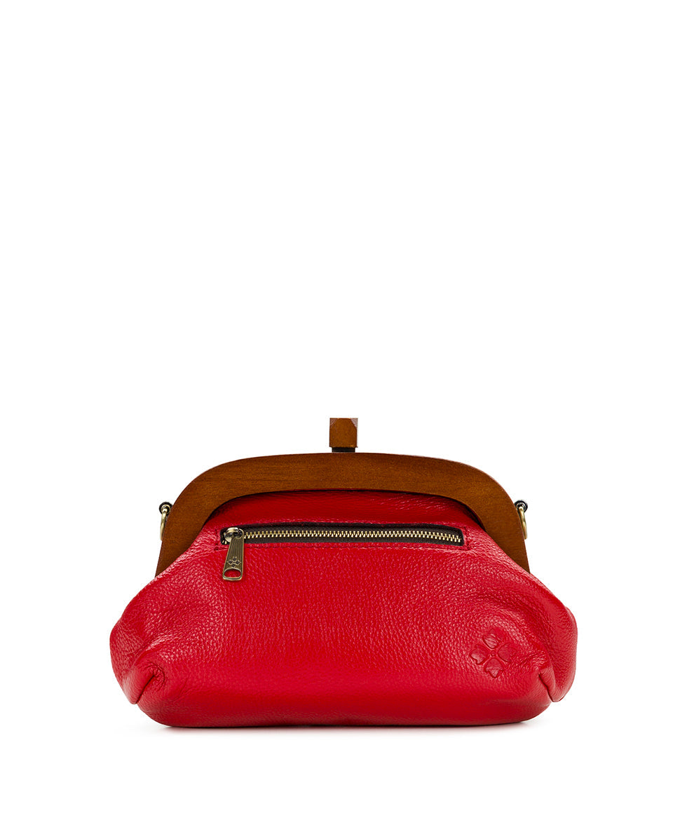 Joelle Wooden Frame Crossbody – Rugged Natural Grain Leather