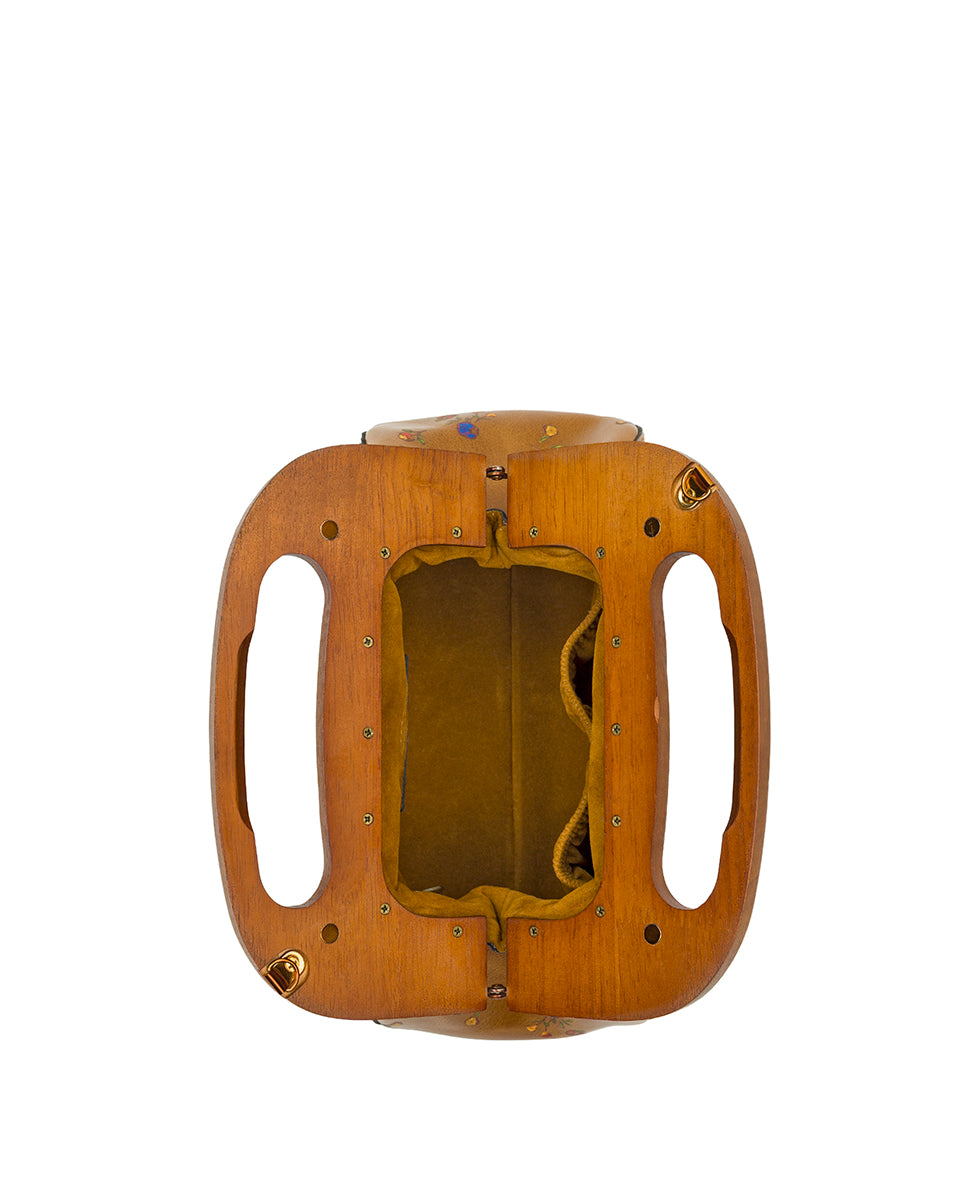 Meuse Wooden Frame Crossbody – Fleur de Jardin Embossed