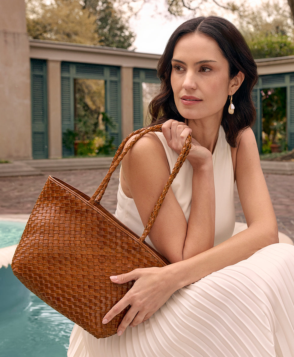 Olivia Satchel Tote – Hand Stained Woven