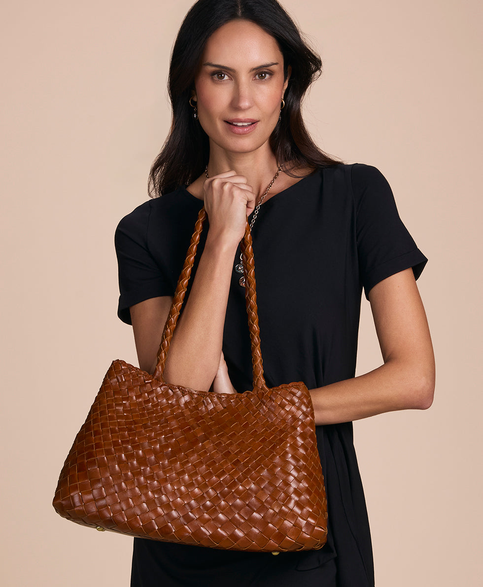 Cheri Large Satchel – Hand Stained Woven